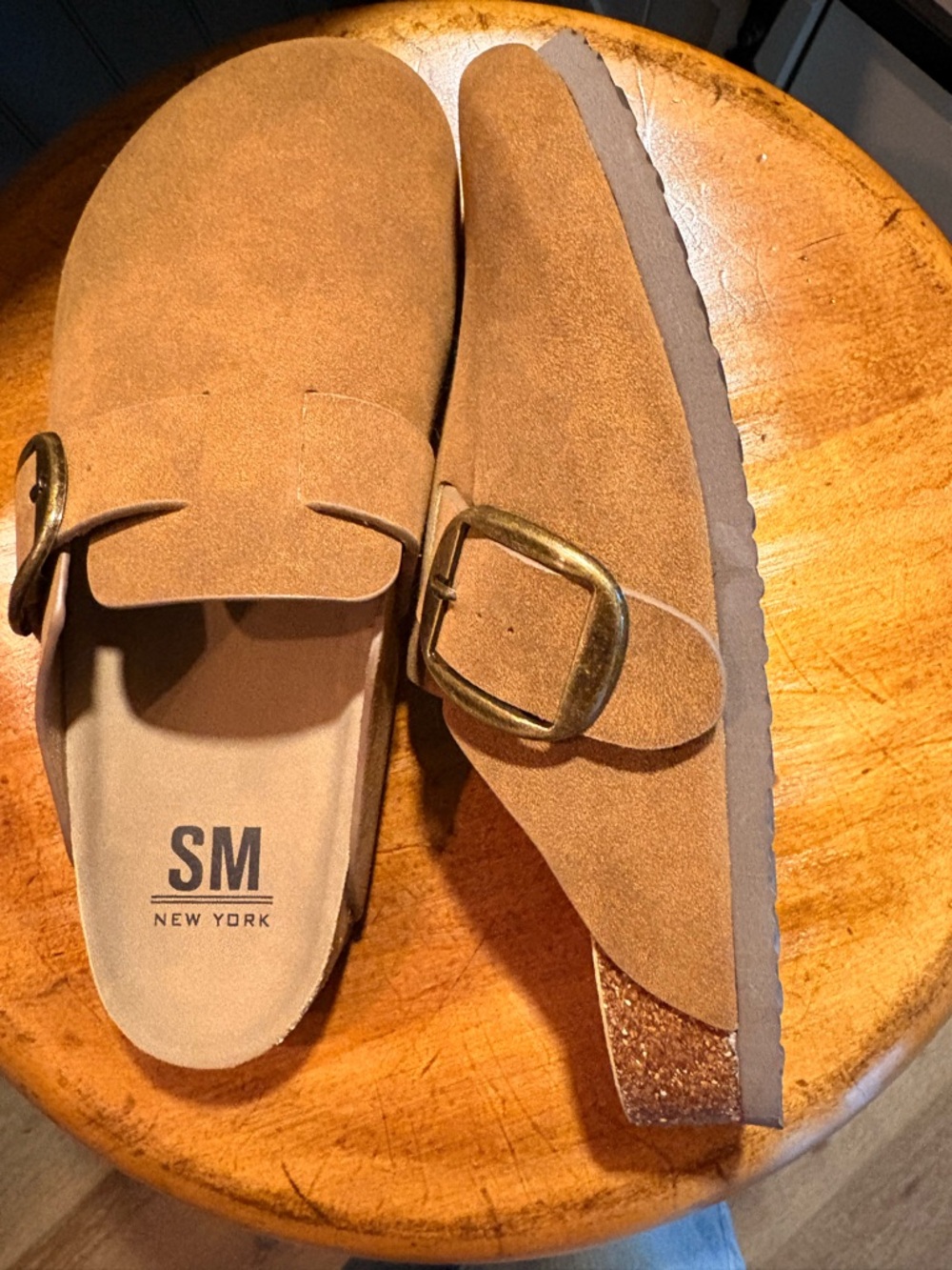 NWT SM New York Suede Mules/Slides in Camel Brown, size 8 - Picture 7 of 9